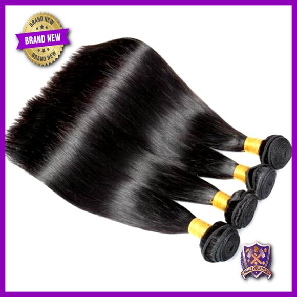 Straight Brazilian Human Hair Extensions 4 Bundles With 4x4 Lace Closure main image 5